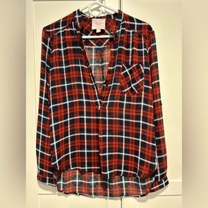 Romeo & Juliet Couture Sheer Plaid Tunic